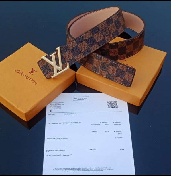Shape leather belt Louis Vuitton Brown size M International in