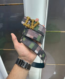 Louis Vuitton Gold Printed Premium Imported Belt