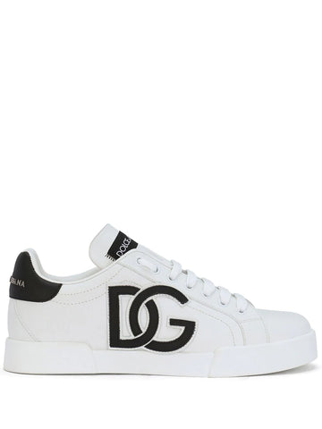 DOLCE GABBANA LOGO PLAQUE LACE UP SNEAKERS