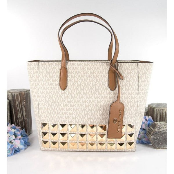 Buy Michael Kors Women Cream MK Monogram Tote Bag for Women Online | Trendin