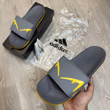 Fendi X Adidas Premium Grey Yellow Flip Flop