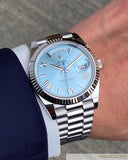 Role_x Oyster perpetual Day Date Automatic Silver Blue