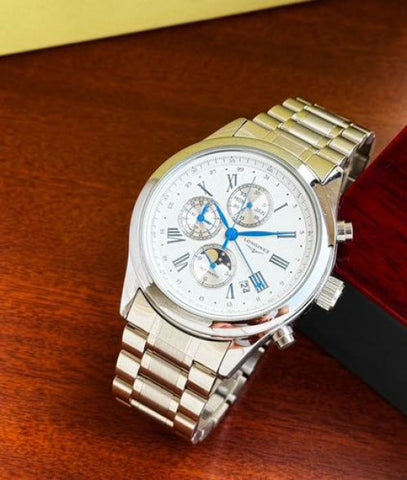 Longines Silver White Chronograph