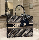 Christian Dior Book Tote Oblique Black Embroidery