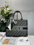 Christian Dior Book Tote Oblique Black Embroidery