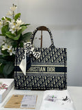 Christian Dior Book Tote Oblique Black Embroidery