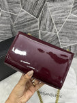 Ysl Patent Leather Wine Flap Bag