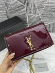 Ysl Patent Leather Wine Flap Bag