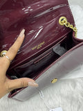 Ysl Patent Leather Wine Flap Bag