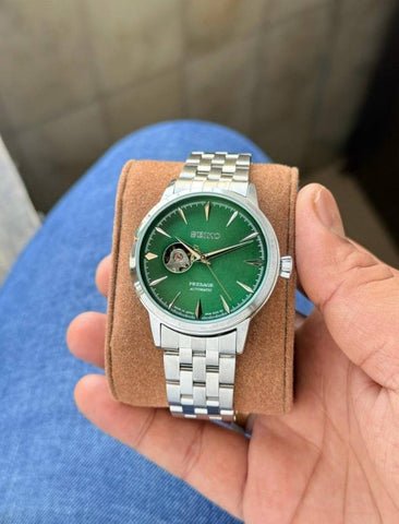 Seiko Presage Classic Open Heart Silver Green