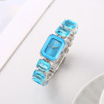 Swarovski Octagon Silver Blue Gems