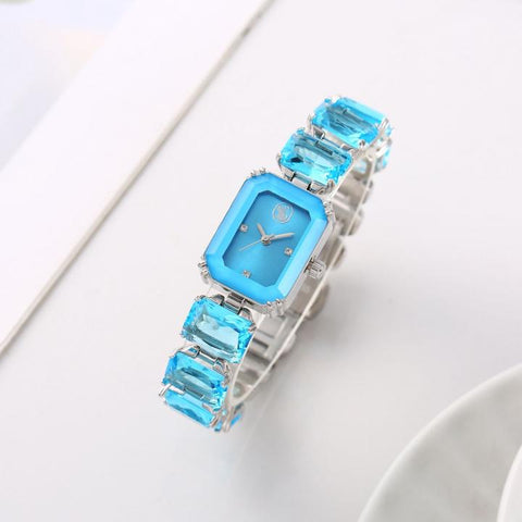 Swarovski Octagon Silver Blue Gems
