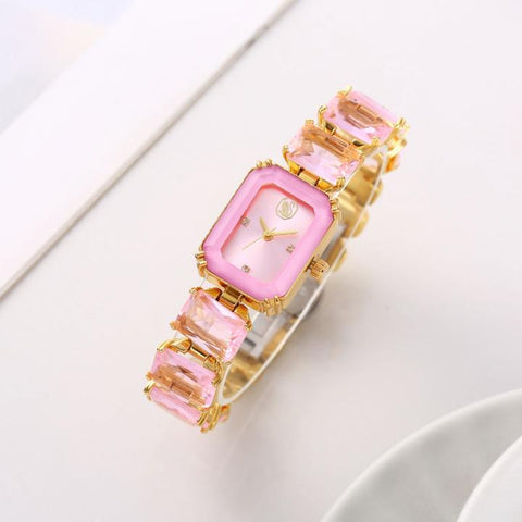 swarovski octagon Gold Pink Gem