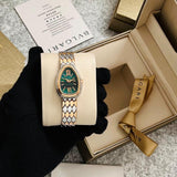 Bvlgari Silver Gold Chain With Green Dial