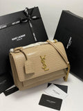 Ysl Sunset Croc Skin Shoulder Sling Bag