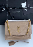 Ysl Sunset Croc Skin Shoulder Sling Bag
