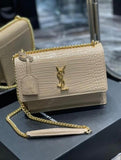 Ysl Sunset Croc Skin Shoulder Sling Bag
