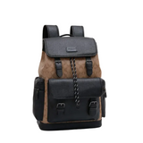 Coach Hutton Backpack In Blocked Signature Canvas Black Beige