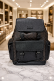Coach Hutton Backpack In Blocked Signature Canvas Black Brown