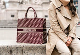 Dior Book Tote Canvas Embroidery Maroon
