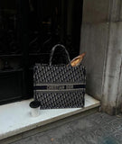 Dior Book Tote Canvas Embroidery Black