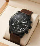 Fossil Bronson Chronograph Luggage Leather Black