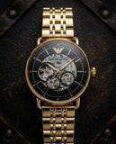 Emporio Armani Meccanico Automatic Skeleton Gold Black