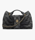 Chanel Maxi Bow Denim Washed Black