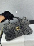 Chanel Maxi Bow Denim Washed Black