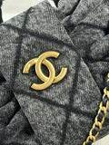 Chanel Maxi Bow Denim Washed Black