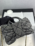 Chanel Maxi Bow Denim Washed Black