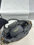 Chanel Maxi Bow Denim Washed Black