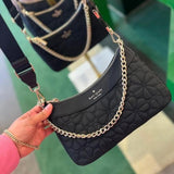 Katee Spade Spade Flower Quilted Fabric Convertible Crossbody Black