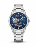 Tommy Hilfiger Skeleton Automatic Silver Blue