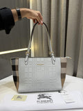 Burberry Grey Embossed Hand Bag