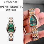 Bvlgari Silver Gold Chain With Green Dial