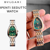 Bvlgari Silver Gold Chain With Green Dial